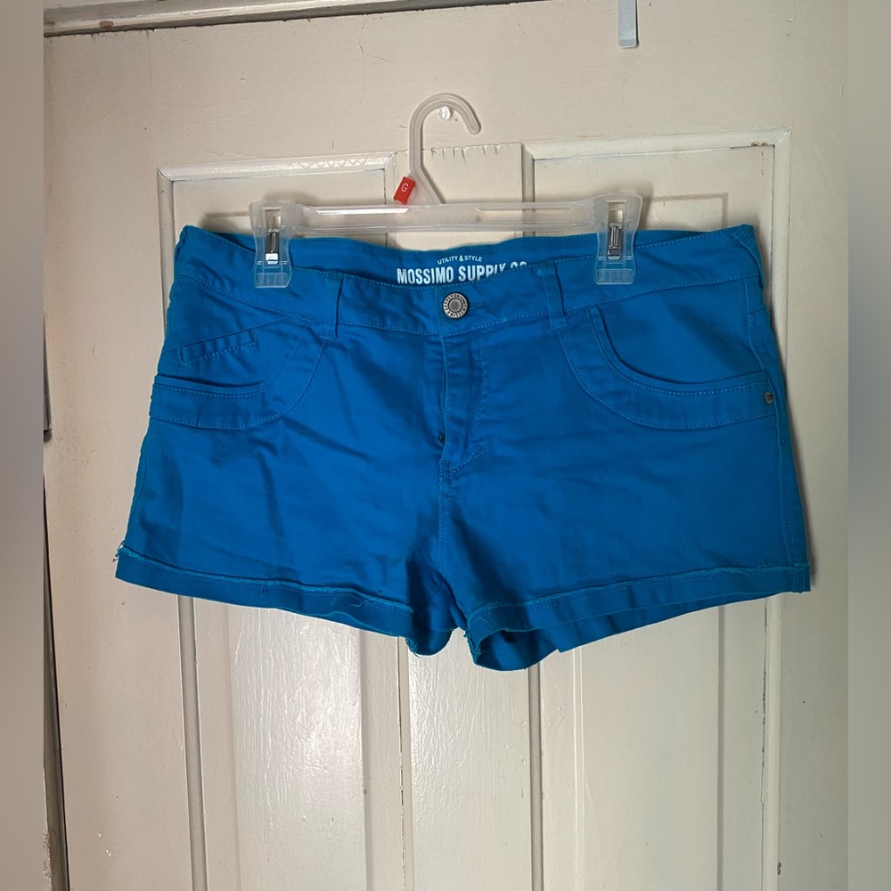 Turquoise denim shorts